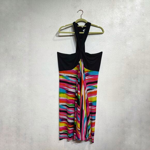 Catalina Multicolor Striped Midi Halter Dress Sz 3X - Picture 1 of 12